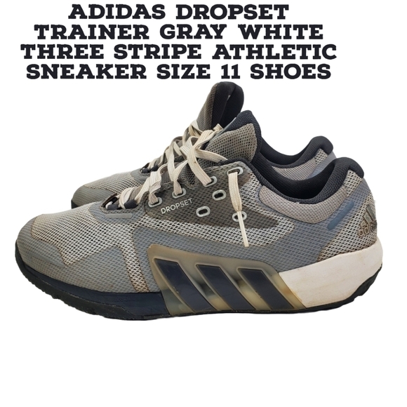 adidas Dropset Shoes Men 11 Trainer Gray White Three Stripe Athletic Sneaker - Picture 1 of 16